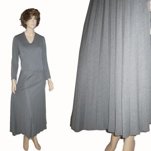 Drop-Waist Pleated Skirt Maxi Dress by CHETTA B - Gray - $38.99 - Retail price $265 sz 10