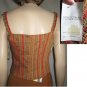 sz S RIALTO by Joy Perreras - Camisole Sleeveless Blouse Top in Multi Color Linen Seersucker