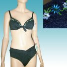 Sexy Bikini Swimsuit "Denim" Look by Matari NEW Embroidered, Push-up Top - Small