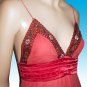NIKKA New York SILK CHIFFON PIxie Dress in Guava Beads Sequins Rhinestones NEW 4