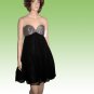 New SILK CHIFFON Empire Baby Doll STRAPLESS Dress Black wSilver by Molly New York - size 4