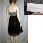 New SILK CHIFFON Empire Baby Doll STRAPLESS Dress Black wSilver by Molly New York - size 4