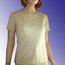 BELFORD Designer "Sailor" Cotton Sweater - Short sleeve - Beige & white Ladies Small