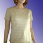 BELFORD Designer "Sailor" Cotton Sweater - Short sleeve - Beige & white Ladies Small