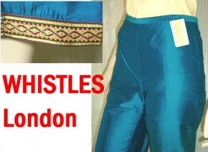 Thai Silk wGold Trim Capri Pants by WHISTLES sz 8 $24.99 - Retail $199