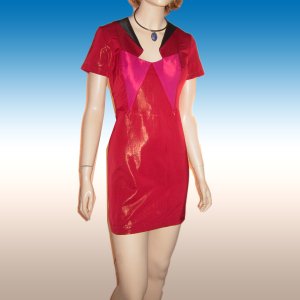 Haute Couture ANA LOCKING Color Block Sheath Cocktail Dress Red sz 8 $89.99 - Retail $480