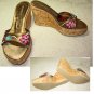 ALBANO Italian Cork Sole WEDGE PLATFORM Slide Shoes Embroidered 5.5