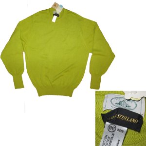 sz M McGULLEY'S Mens Scottish Crew Neck Sweater - New - Cotton - Yellow-Green
