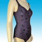 "Swim Wrap" BODY CONTOURING Swim Suit by Christina NEW in Deep Purple Brocade sz 8