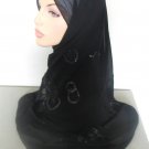 Sequin Flower Hijab - Black