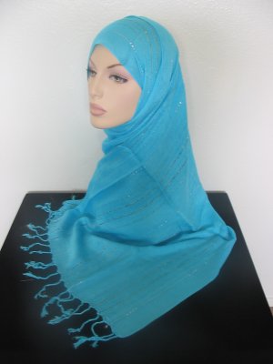 Sparkle Daily Thin Pashmina Hijab - Aqua