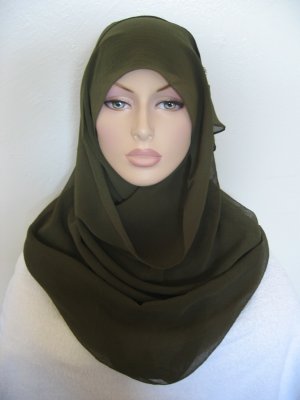 Plain Rough Chiffon Hijab - Evergreen