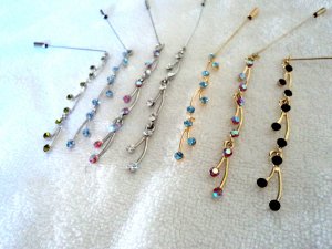 Crystal Spray Hijab Pins - Black and Gold