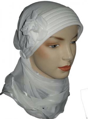 Flower Premade HijabiCap - White