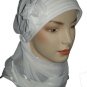 Flower Premade HijabiCap - White