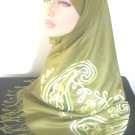 Asian Dream Embroidered Pashmina Hijab - Olive