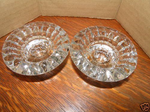 Small Clear Glass Candle Holders with Quilted Design