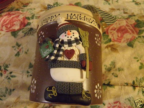 Ceramic Holiday Snowman Jar