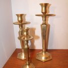 Set of 3 Tapered Brass Candle Holders