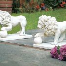 Pair of Stately Lion Statues for Garden or Driveway
