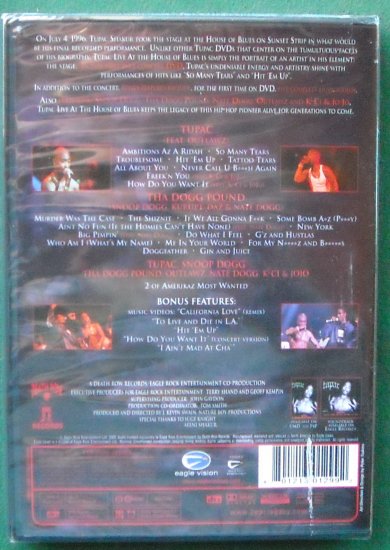 Death Row Tupac Shakur Live at the House of Blues Music DVD
