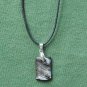 Murano Style Glass Block Purple Silver Pendant Necklace