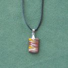 Dichroic Glass  Murano Style Rectangle Red Yellow Silver Pendants Necklace