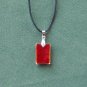Dichroic Glass Murano Style Rectangle Red Yellow Silver Pendants Necklace