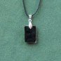 Murano Glass Style Rectangle Cranberry Silver Pendant Necklace