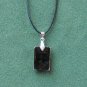 Dichroic Glass Murano Style Rectangle Cranberry Black Silver Pendant Necklace