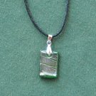 Rectangle Green Silver Pendant Necklace Dichroic Glass Murano Style Rectangle Green Silver Pendant Necklace Dichroic Glass Murano Style