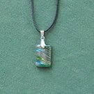 Dichroic Glass Murano Style Rectangle Green Blue Silver Pendants Necklace Dichroic Glass Murano Style Rectangle Green Blue Silver Pendants Necklace