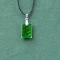 Dichroic Glass Murano Style Rectangle Green Blue Silver Pendants Necklace