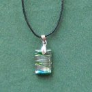 Rectangle Green Blue Silver Dichroic Glass Murano Style Pendants Necklace