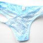 3 Pairs Designer Light Blue Stretch Lace Thong G-String
