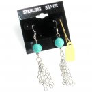 Artisan Turquoise Sterling Silver Beads And Chains Dangle Earrings Artisan Turquoise Sterling Silver Beads And Chains Dangle Earrings