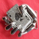 Four Aces in Hand Silver color with Rhinestone metal belt buckle Four Aces in Hand Silver color with Rhinestone metal belt buckle