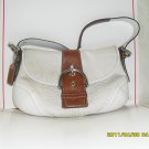 Preowned Coach  Off-White Hobo Signature/Jacquard fabric with Brown Trim Purse