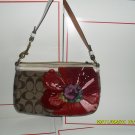 Coach Preowned Small Khaki Signature Fabric with a Flower Hand Bag