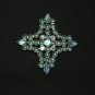 Vintage Brooch Pin Rhinestone Matte Giant blue A B