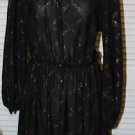 Vintage 1970s Dress Sheer Disco Gold Lame Size Med