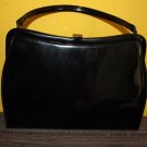 Vintage Purse 1950s 1960s MOD Black Patent Theodor