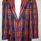Vintage 60s jacket blazer plaid orange purple black