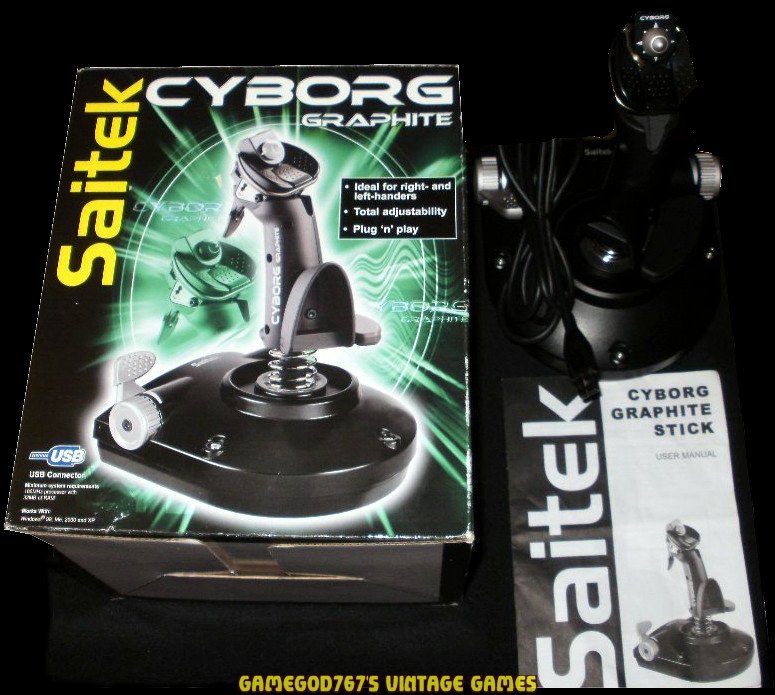 Saitek Cyborg Graphite Joystick Usb Windows Pc Complete Cib