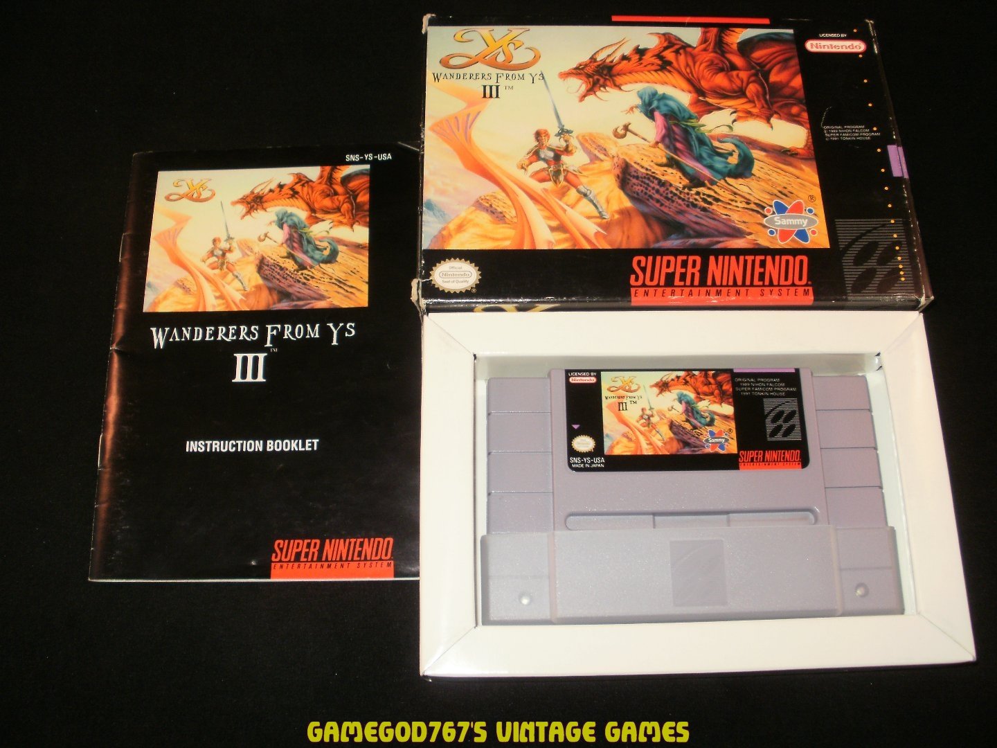 Ys III Wanderers from Ys - SNES Super Nintendo - Complete CIB