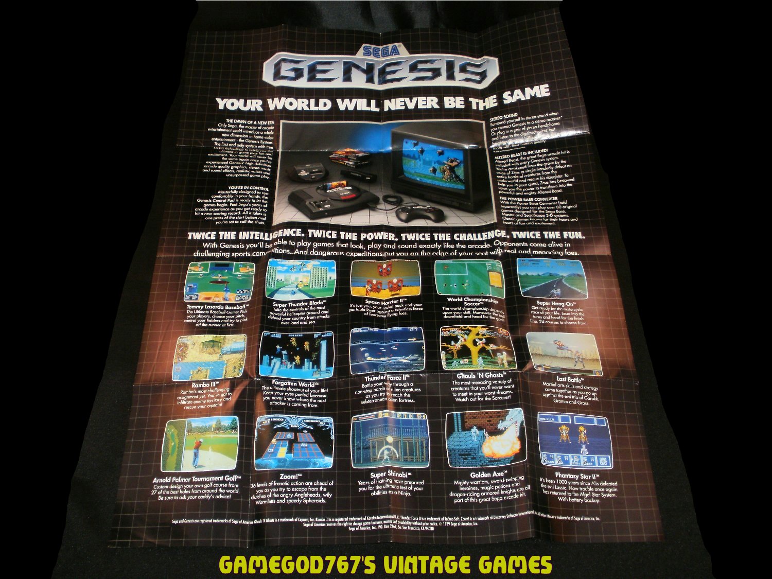 Altered Beast Poster - Sega Genesis 1989 - Never Used