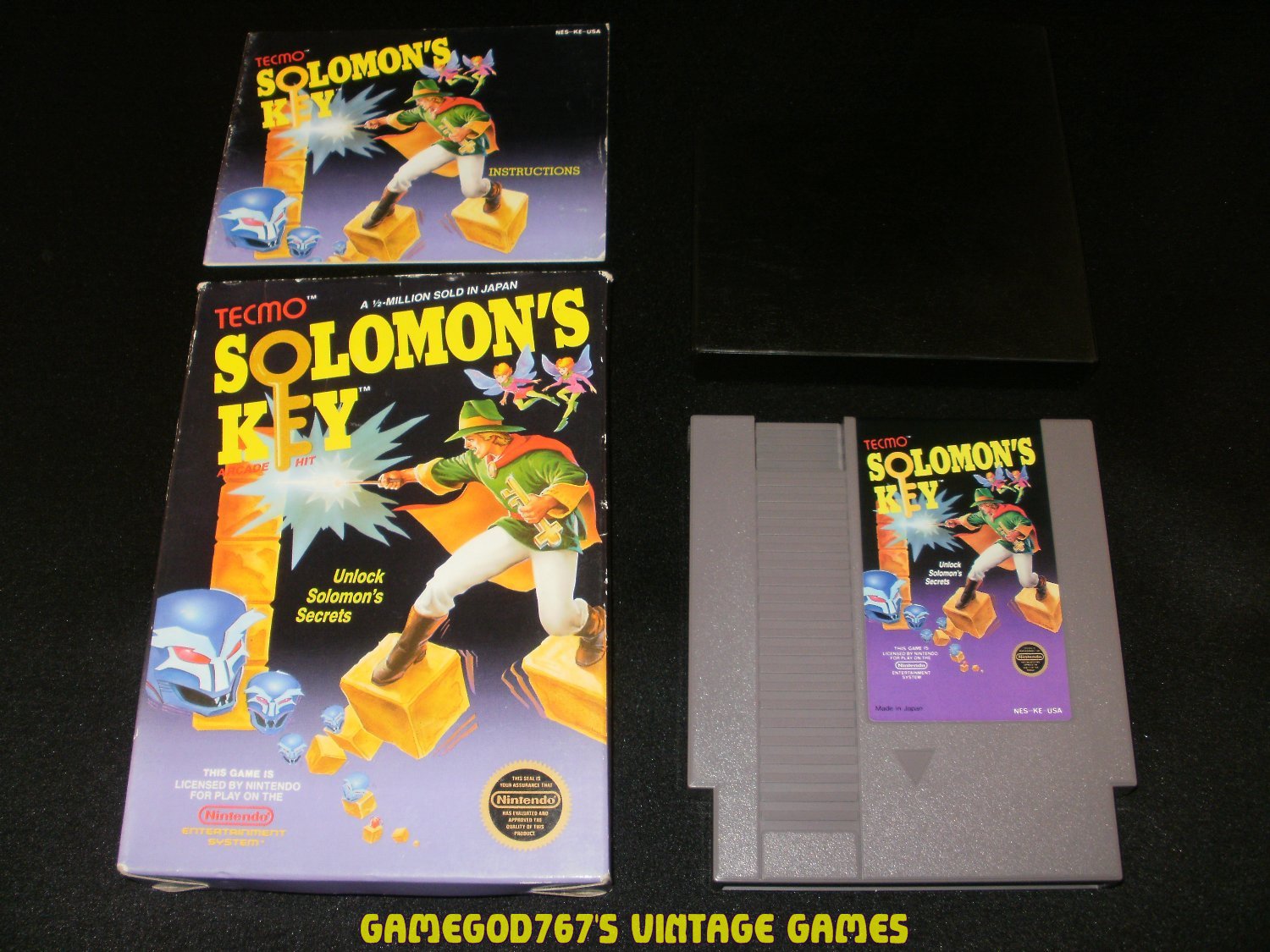 Solomon's Key - Nintendo NES - Complete CIB - 5 Screw 1987 Version