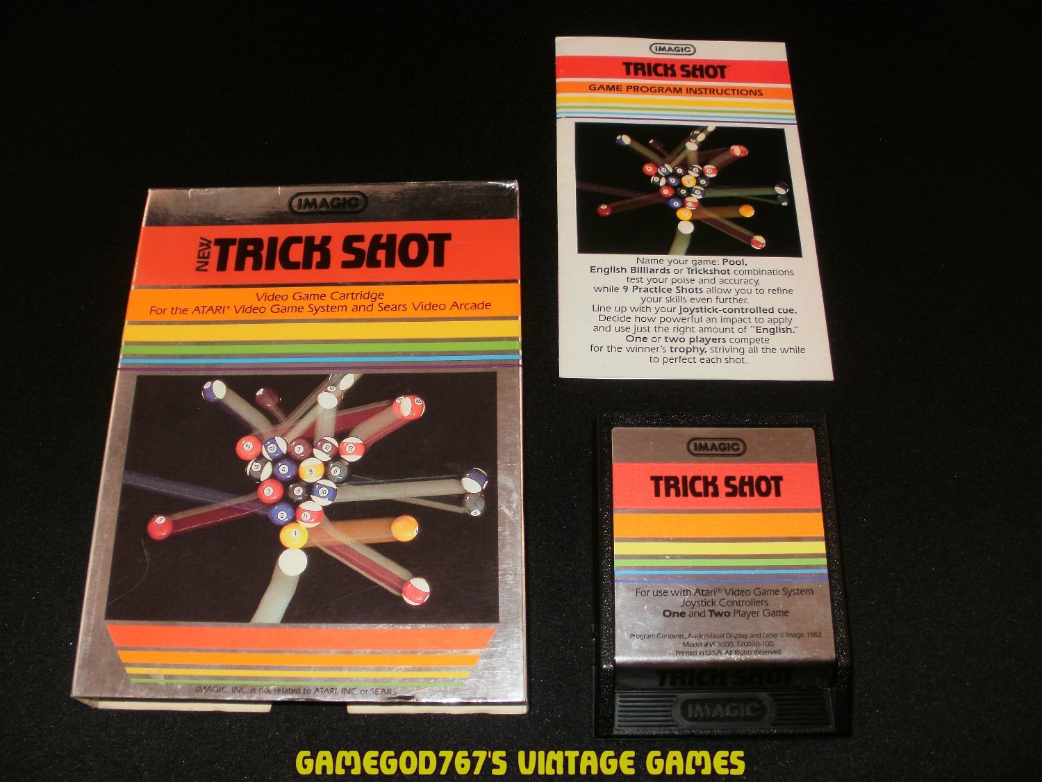 Trick Shot Atari 2600 Complete CIB 1982 Text Label Version