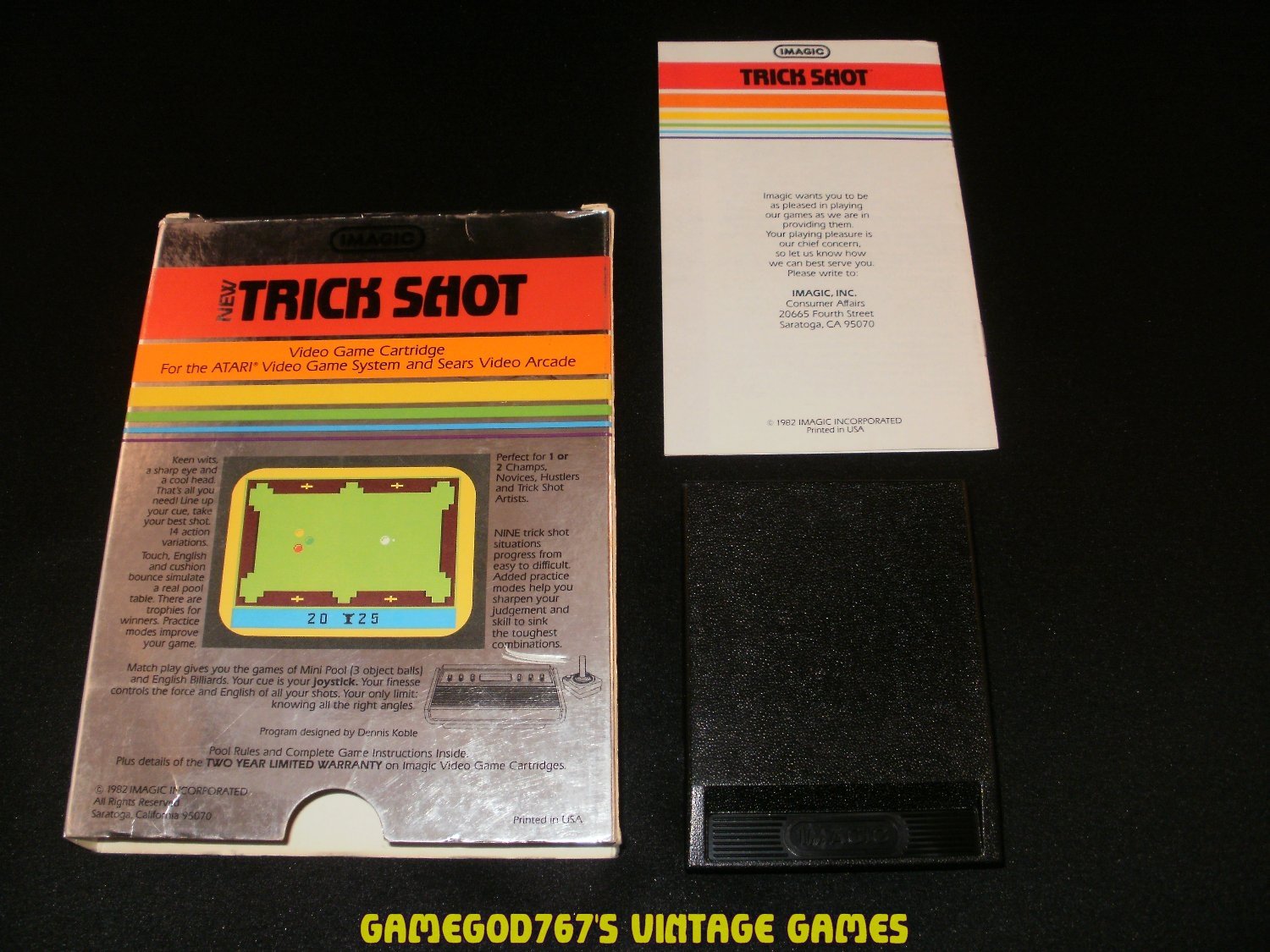 Trick Shot Atari 2600 Complete CIB 1982 Text Label Version