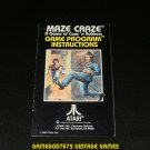 Maze Craze - Atari 2600 - 1980 Manual Only Maze Craze - Atari 2600 - 1980 Manual Only